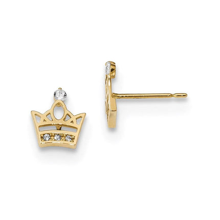 Madi K Kid's 14k CZ Crown Post Earrings ,