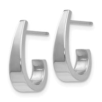 14k White Gold Polished J-Hoop Post Earrings ,