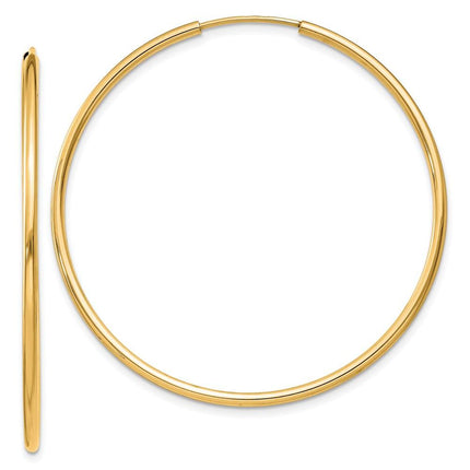 14k 1.5mm Polished Round Endless Hoop Earrings ,