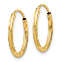 14k 1.5mm Satin Diamond-cut Endless Hoop Earrings ,
