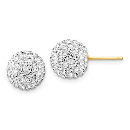 14k 10mm Disco Ball Crystal Stud Earrings ,