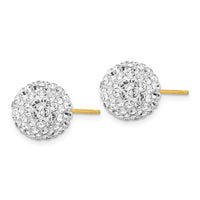 14k 10mm Disco Ball Crystal Stud Earrings ,