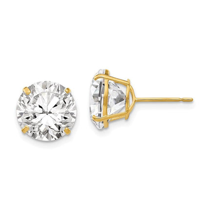 14k 10mm Round CZ Post Earrings ,