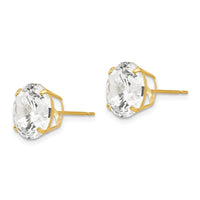 14k 10mm Round CZ Post Earrings ,