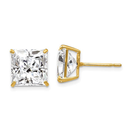 14k 10mm Square CZ Post Earrings ,
