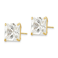 14k 10mm Square CZ Post Earrings ,