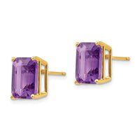 14k 10x8mm Emerald Cut Amethyst Earrings ,