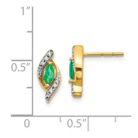 14k 1/15Ct Diamond & Emerald Earrings ,