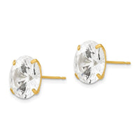 14k 11mm Round CZ Post Earrings ,