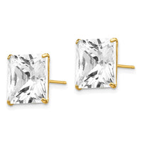 14k 11mm Square CZ Post Earrings ,