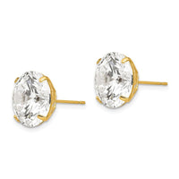14k 12mm Round CZ Post Earrings ,