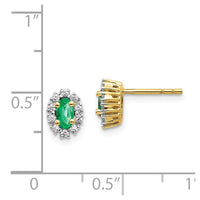 14k 1/5Ct Diamond & Emerald Earrings ,