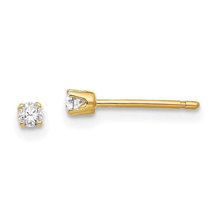 14k 2.25mm CZ stud earrings ,