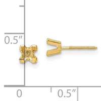 14k 3.5mm Princess-cut Stud Earring Mountings No Stones Included No Backs ,