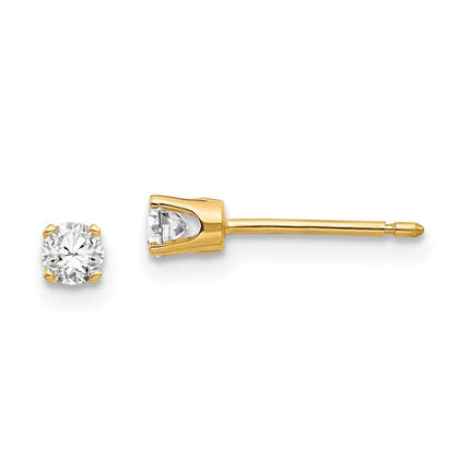 14k 3mm CZ stud earrings ,