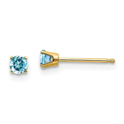 14k 3mm December/Blue Topaz Post Earrings ,
