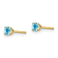 14k 3mm December/Blue Topaz Post Earrings ,