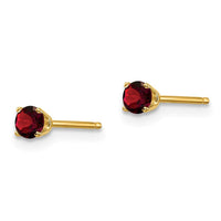 14k 3mm January/Garnet Post Earrings ,