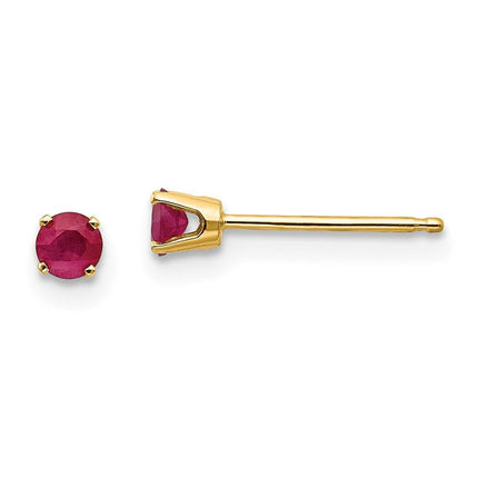 14k 3mm July/Ruby Post Earrings ,