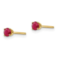 14k 3mm July/Ruby Post Earrings ,