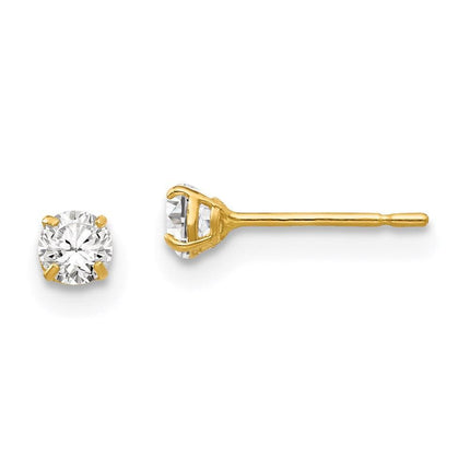 14k 3mm Round CZ Post Earrings ,