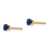 14k 3mm September/Sapphire Post Earrings ,