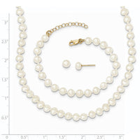 14k 4-5mm FW Cultured Pearl 5 w/1 ext Bracelet 14 w/1 ext Neck Earring Set ,