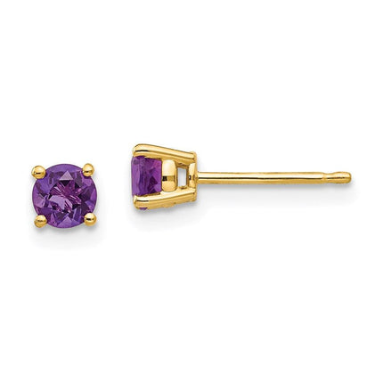 14k 4mm Amethyst Earrings ,