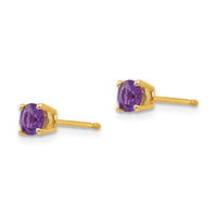 14k 4mm Amethyst Earrings ,