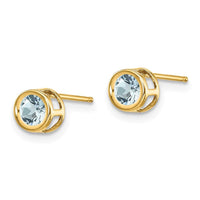 14k 4mm Bezel March/Aquamarine Post Earrings ,
