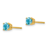 14k 4mm Blue Topaz Earrings ,