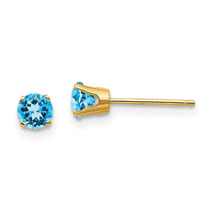 14k 4mm December/Blue Topaz Post Earrings ,