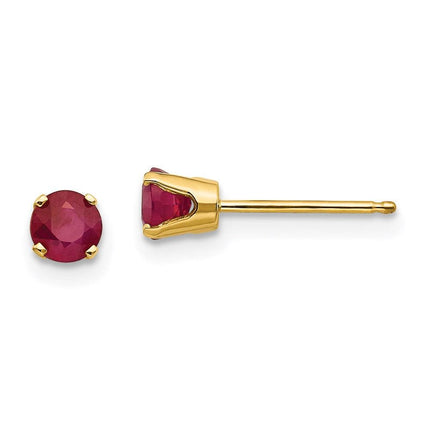 14k 4mm July/Ruby Post Earrings ,