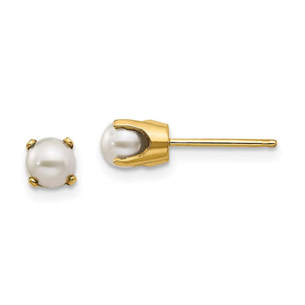 14k 4mm June/FW Cultured Pearl Post Earrings ,