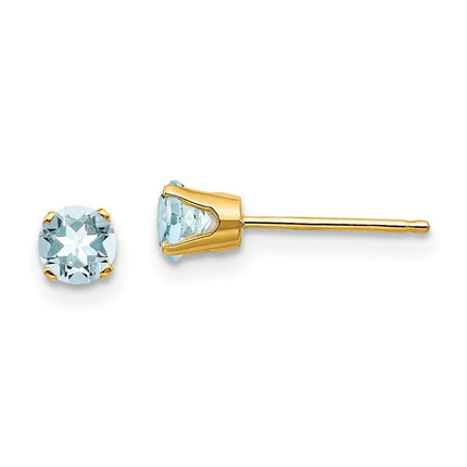 14k 4mm March/Aquamarine Post Earrings ,