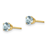 14k 4mm March/Aquamarine Post Earrings ,