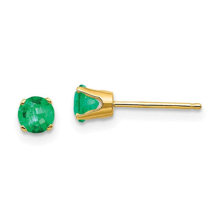 14k 4mm May/Emerald Post Earrings ,