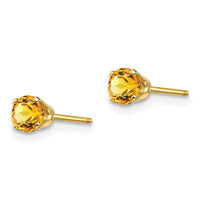 14k 4mm November/Citrine Post Earrings ,
