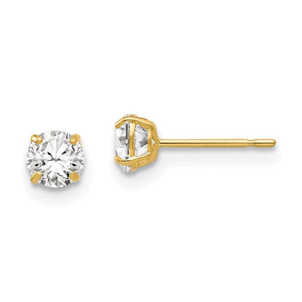 14k 4mm Round CZ Post Earrings ,