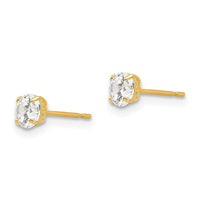 14k 4mm Round CZ Post Earrings ,