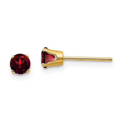 14k 4mm Round January/Garnet Post Earrings ,
