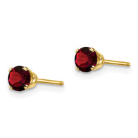 14k 4mm Round January/Garnet Post Earrings ,