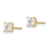 14k 4mm Square CZ Post Earrings ,