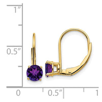 14k 5mm Amethyst Leverback Earrings ,