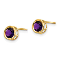 14k 5mm Bezel Amethyst Stud Earrings ,