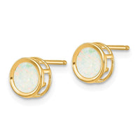 14k 5mm Bezel Opal Stud Earrings ,
