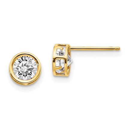 14k 5mm Bezel White Topaz Stud Earrings ,