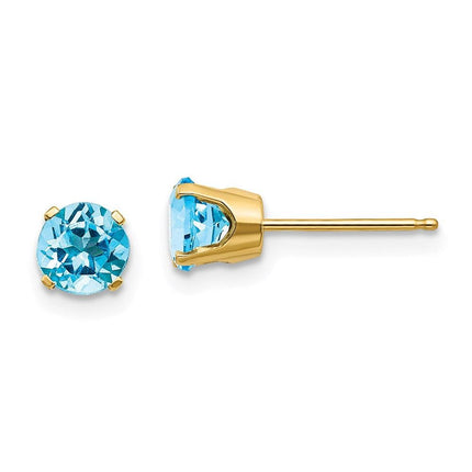 14k 5mm Blue Topaz Earrings - December ,