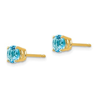 14k 5mm Blue Topaz Earrings ,