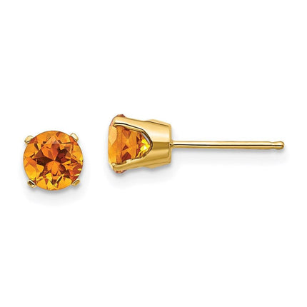 14k 5mm Citrine Earrings - November ,